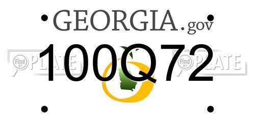 100Q72 Georgia License Plate