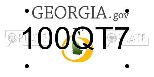 100QT7 Georgia License Plate