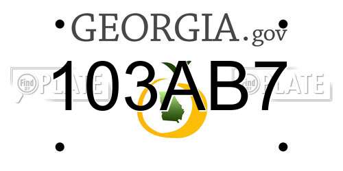 103AB7 Georgia License Plate