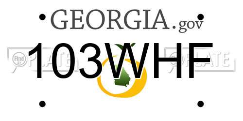 103WHF Georgia License Plate