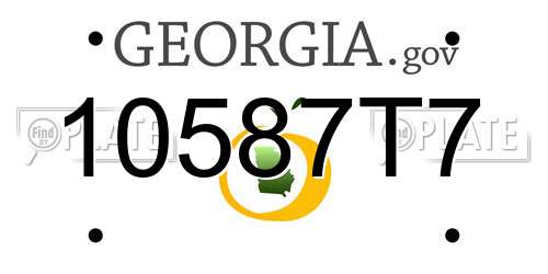 10587T7 Georgia License Plate