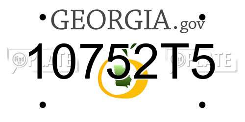 10752T5 Georgia License Plate