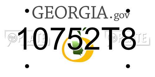 10752T8 Georgia License Plate