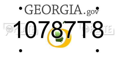 10787T8 Georgia License Plate
