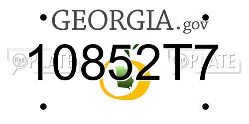 10852T7 Georgia License Plate