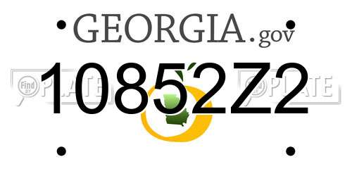 10852Z2 Georgia License Plate