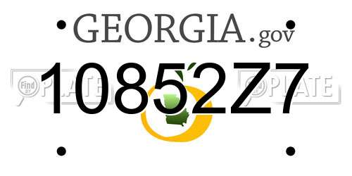 10852Z7 Georgia License Plate