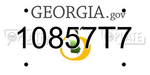 10857T7 Georgia License Plate