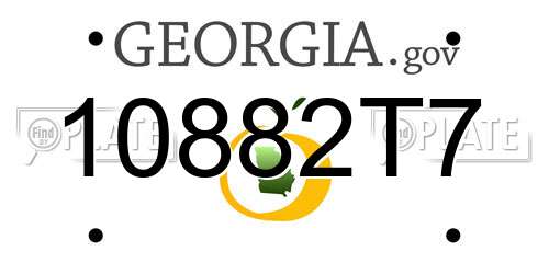 10882T7 Georgia License Plate