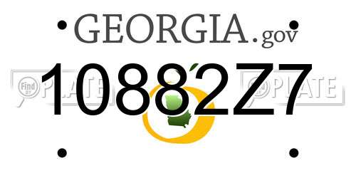 10882Z7 Georgia License Plate