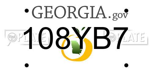 108YB7 Georgia License Plate