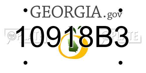10918B3 Georgia License Plate