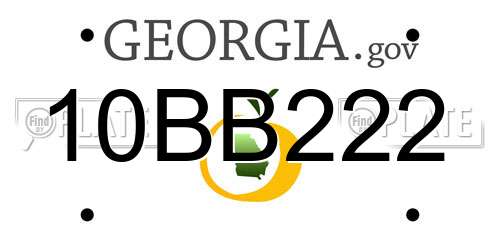 10BB222 Georgia License Plate