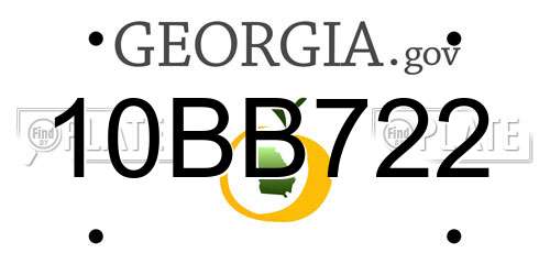 10BB722 Georgia License Plate