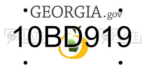 10BD919 Georgia License Plate