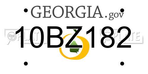 10BZ182 Georgia License Plate