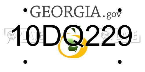 10DQ229 Georgia License Plate