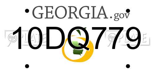 10DQ779 Georgia License Plate