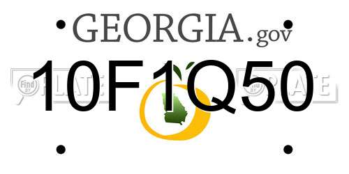 10F1Q50 Georgia License Plate