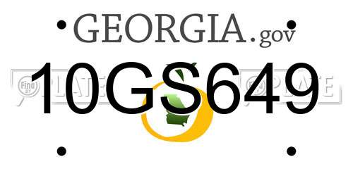 10GS649 Georgia License Plate