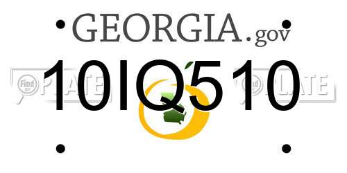 10IQ510 Georgia License Plate