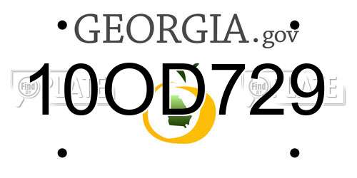 10OD729 Georgia License Plate