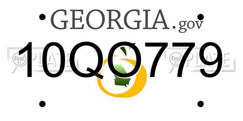 10QO779 Georgia License Plate