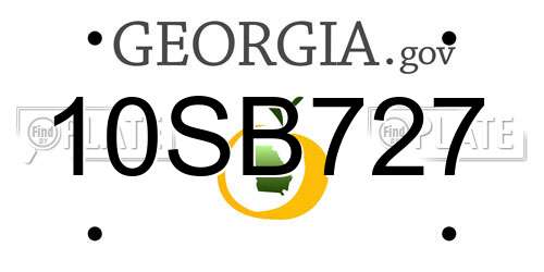 10SB727 Georgia License Plate