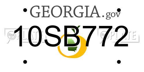 10SB772 Georgia License Plate