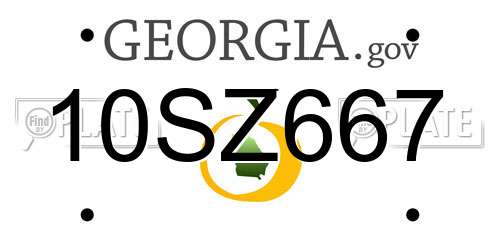 10SZ667 Georgia License Plate