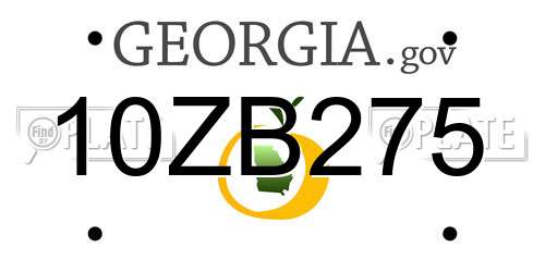 10ZB275 Georgia License Plate