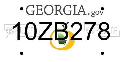 10ZB278 Georgia License Plate