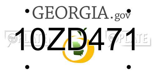 10ZD471 Georgia License Plate