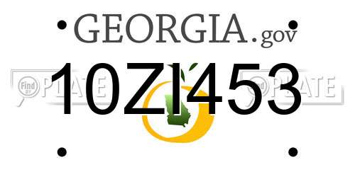 10ZI453 Georgia License Plate