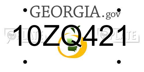 10ZQ421 Georgia License Plate