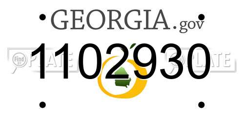1102930 Georgia License Plate