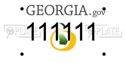 111111 Georgia License Plate