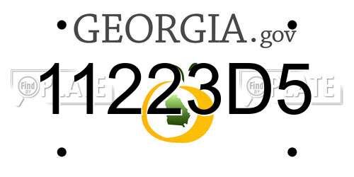 11223D5 Georgia License Plate