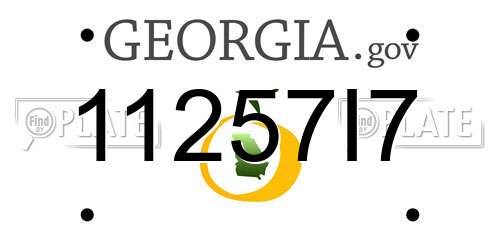 11257I7 Georgia License Plate