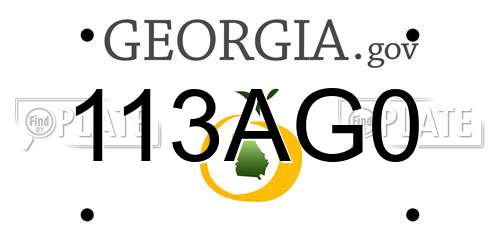 113AG0 Georgia License Plate