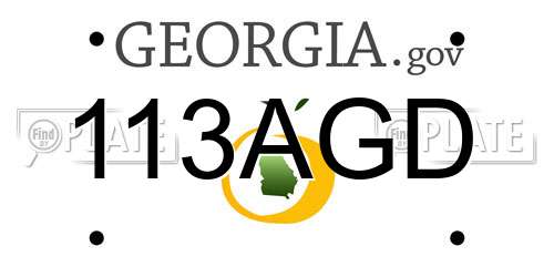 113AGD Georgia License Plate