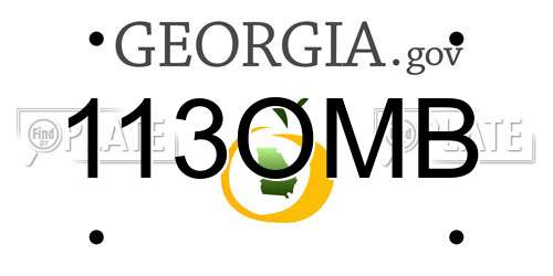 113OMB Georgia License Plate