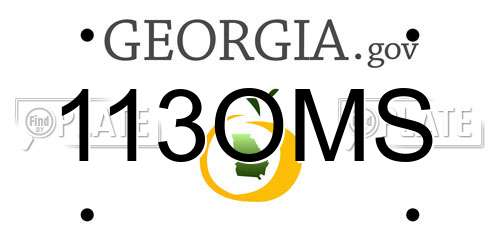 113OMS Georgia License Plate