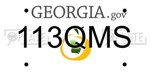 113QMS Georgia License Plate