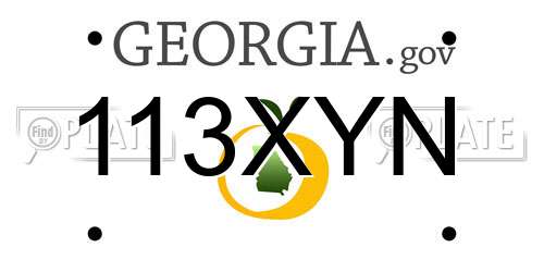 113XYN Georgia License Plate