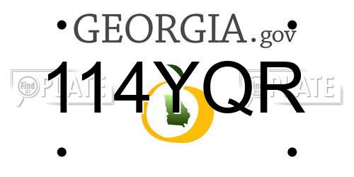 114YQR Georgia License Plate
