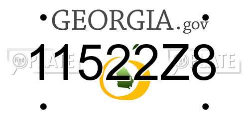 11522Z8 Georgia License Plate