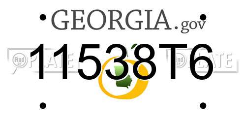 11538T6 Georgia License Plate