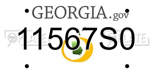 11567S0 Georgia License Plate