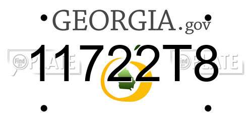 11722T8 Georgia License Plate